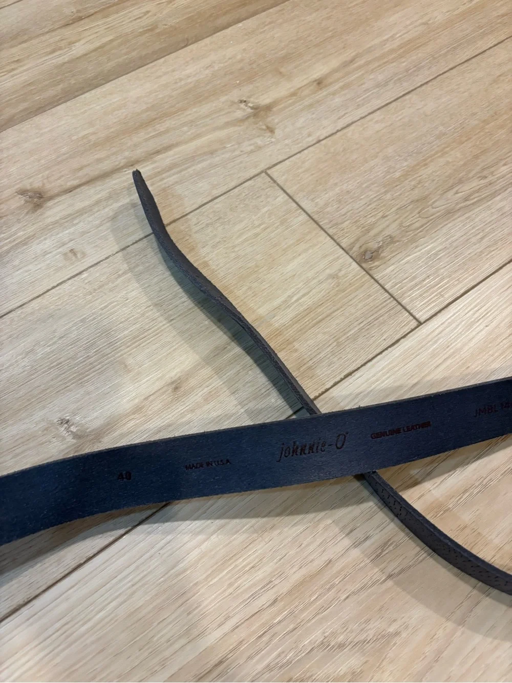johnnie-O Belt Mens 40 Lizard Embossed Leather Gray Made in USA
